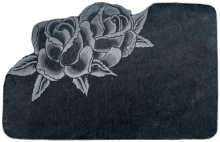 Grabstein Rechteck mit Rose aus Schiefer ca. 40cm x 25cm und 0,5-1cm dick 