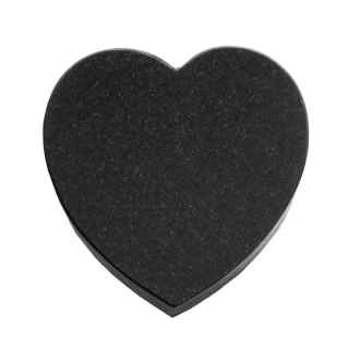 Grabstein Herz aus Granit ca. 17cm x 17cm und 3cm dick, schwarz 