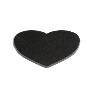 Grabstein Herz aus Granit ca. 25cm x 15cm und 2cm dick, schwarz 
