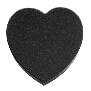 Grabstein Herz aus Granit ca. 25cm x 25cm und 3cm dick, schwarz 