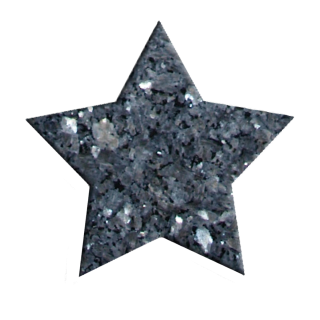 Grabstein Stern aus Granit ca. 24cm x 24cm und 1cm dick, Silver Dream 